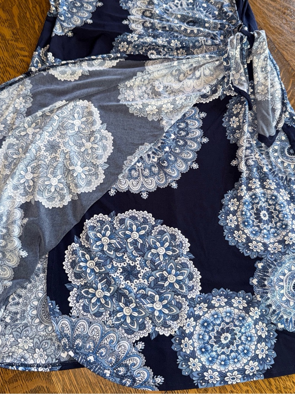 Robbie Bee Light Blue and Navy Floral Accent Dress - Picture 10 of 16